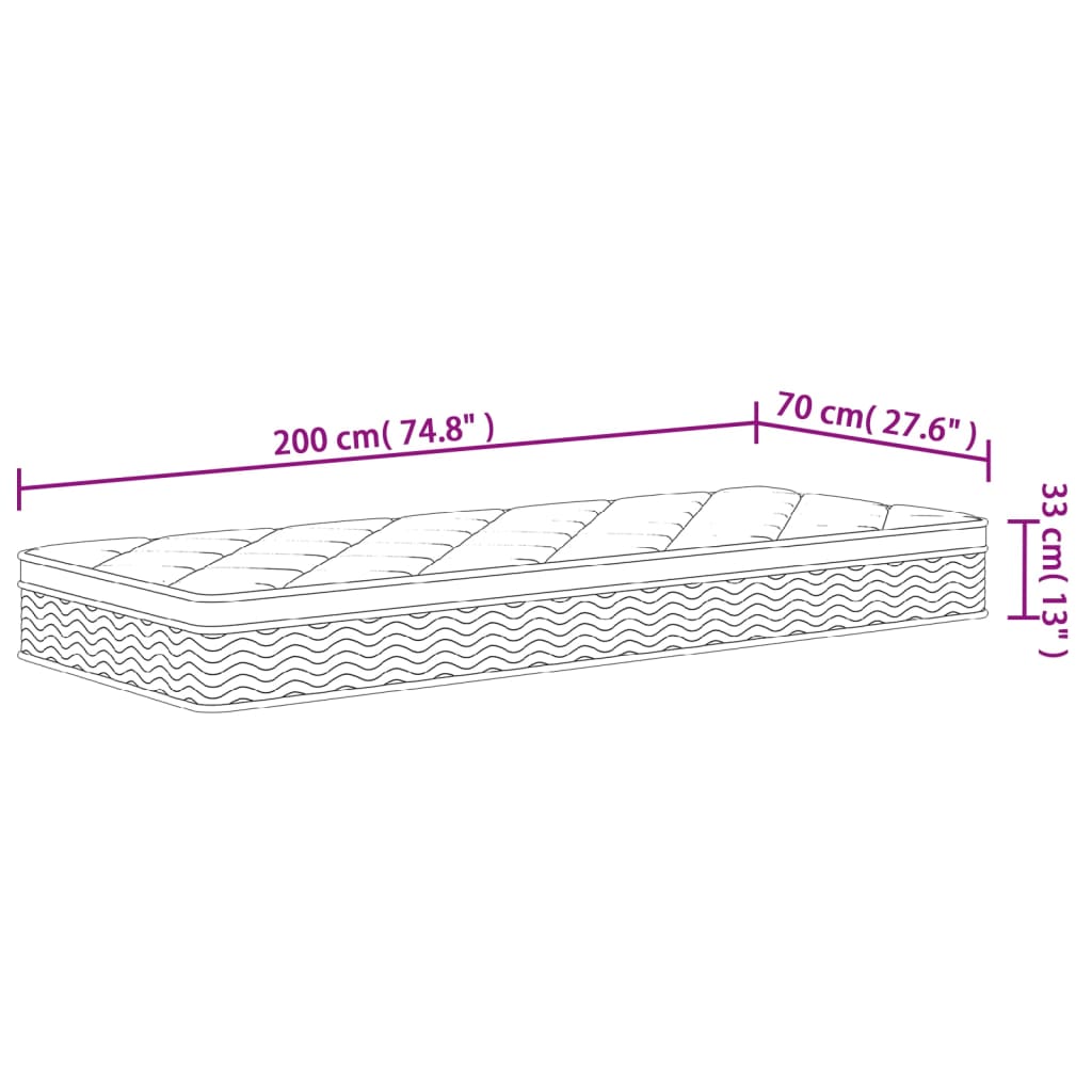 Pocket Spring Mattress Medium Plus 70x200 cm