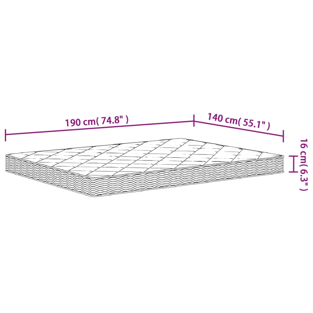 Foam Mattress Medium Soft 140x190 cm