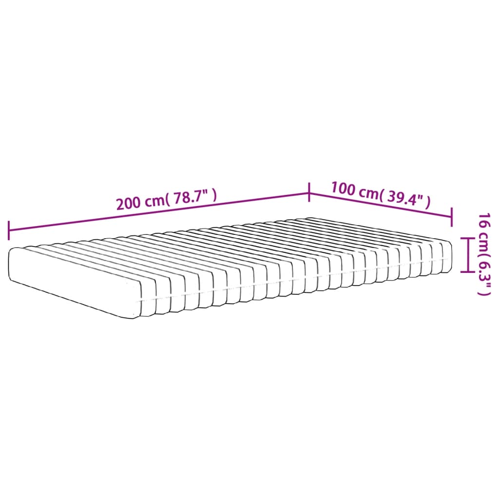 Foam Mattress Medium Soft 100x200 cm