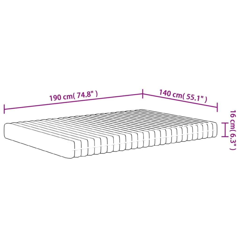 Foam Mattress Medium Soft 140x190 cm