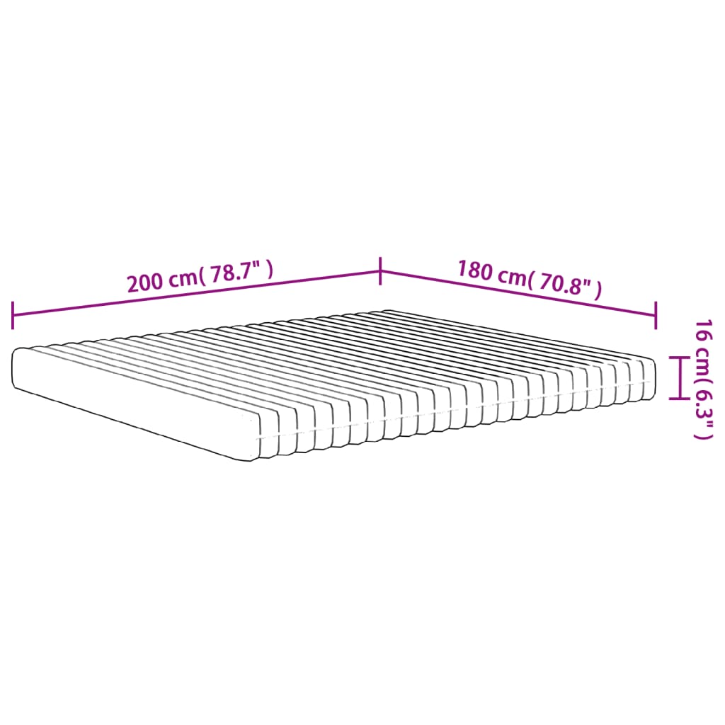 Foam Mattress Medium Soft 180x200 cm