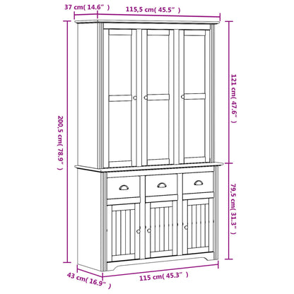 Highborad "BODO" White 115.5x43x200.5 cm Solid Wood Pine