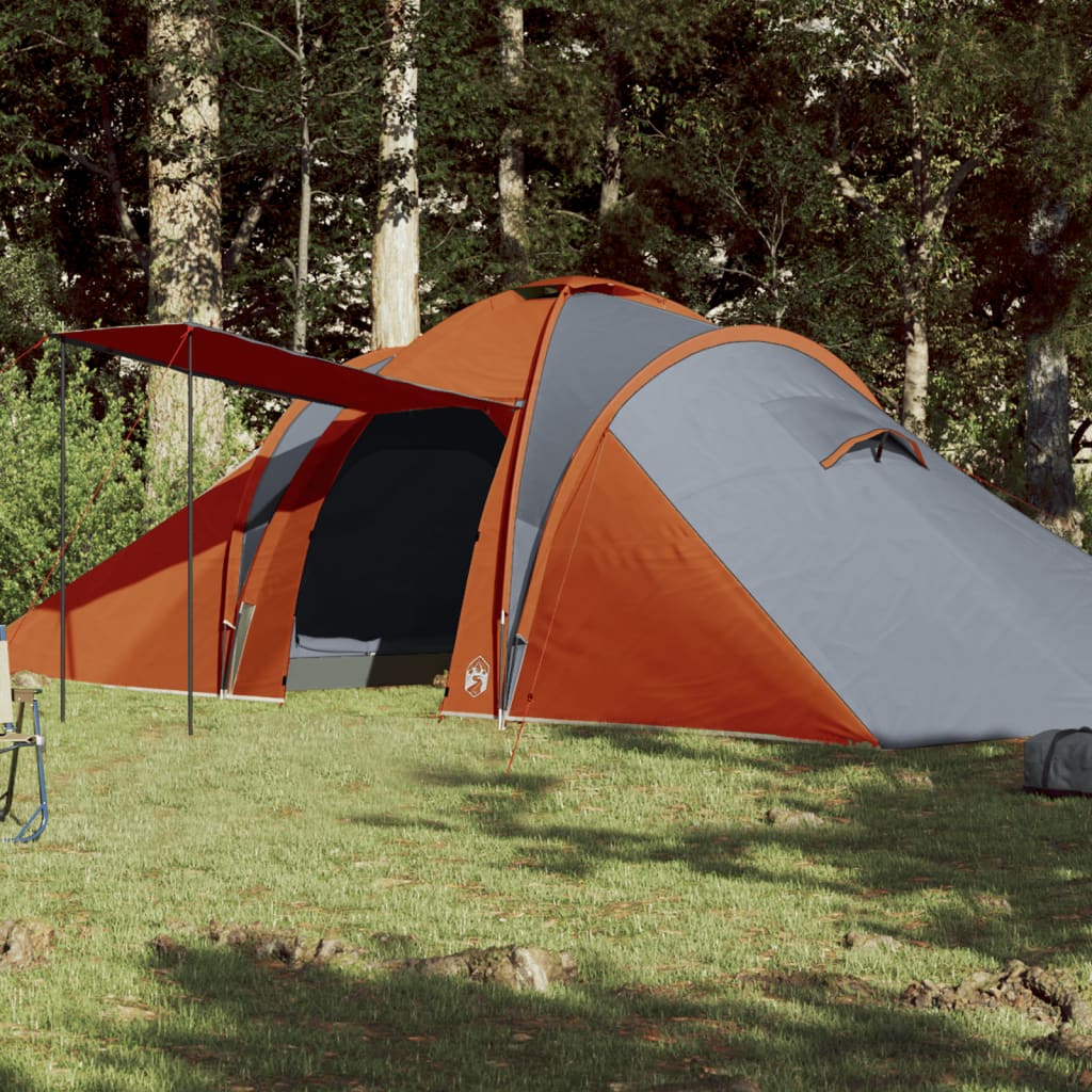 Family Tent Dome 6-Person Grey and Orange Waterproof