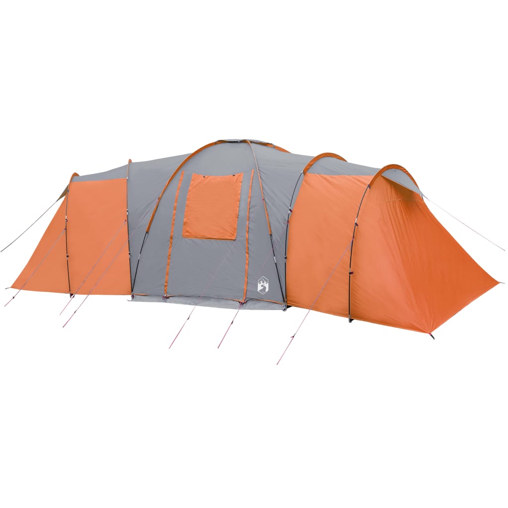 Camping Tent 12 Persons Grey&Orange 840x720x200 cm 185T Taffeta