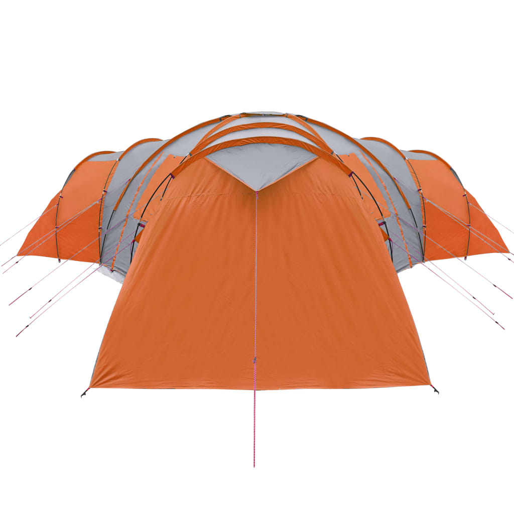 Camping Tent 12 Persons Grey&Orange 840x720x200 cm 185T Taffeta