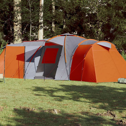 Camping Tent 12 Persons Grey&Orange 840x720x200 cm 185T Taffeta