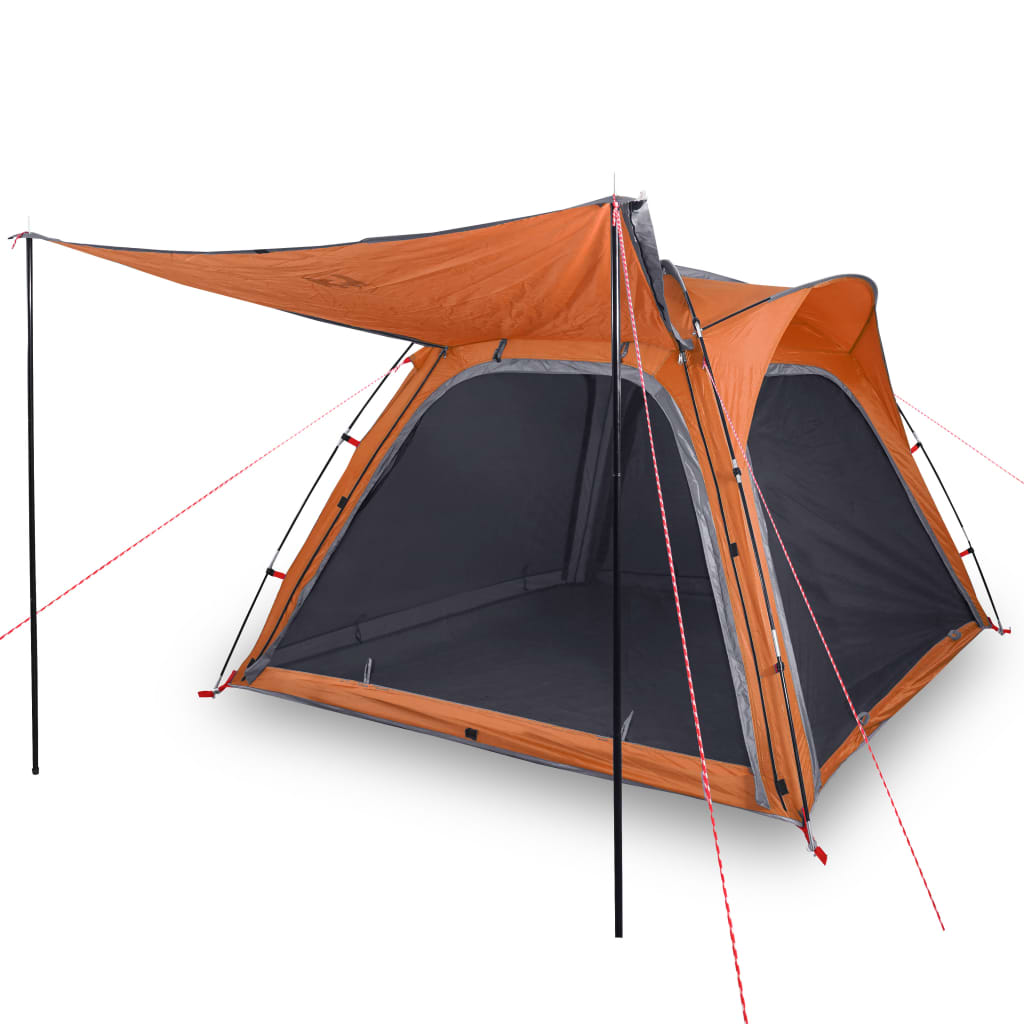 Camping Tent 4-Person Grey and Orange Quick Release Waterproof