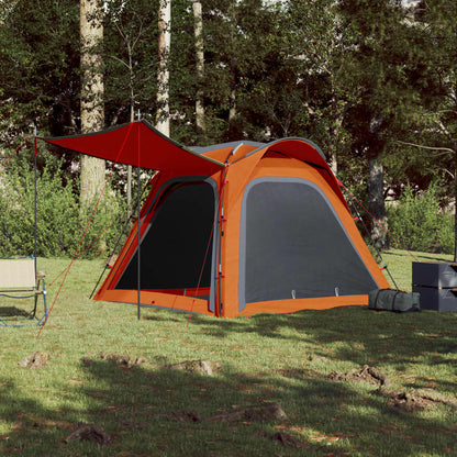 Camping Tent 4-Person Grey and Orange Quick Release Waterproof