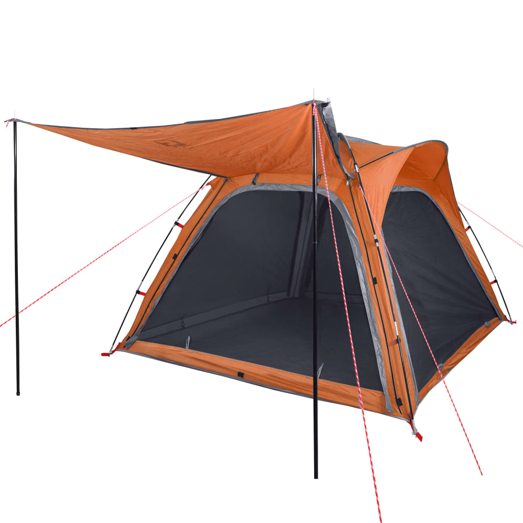 Camping Tent 4-Person Grey and Orange Quick Release Waterproof