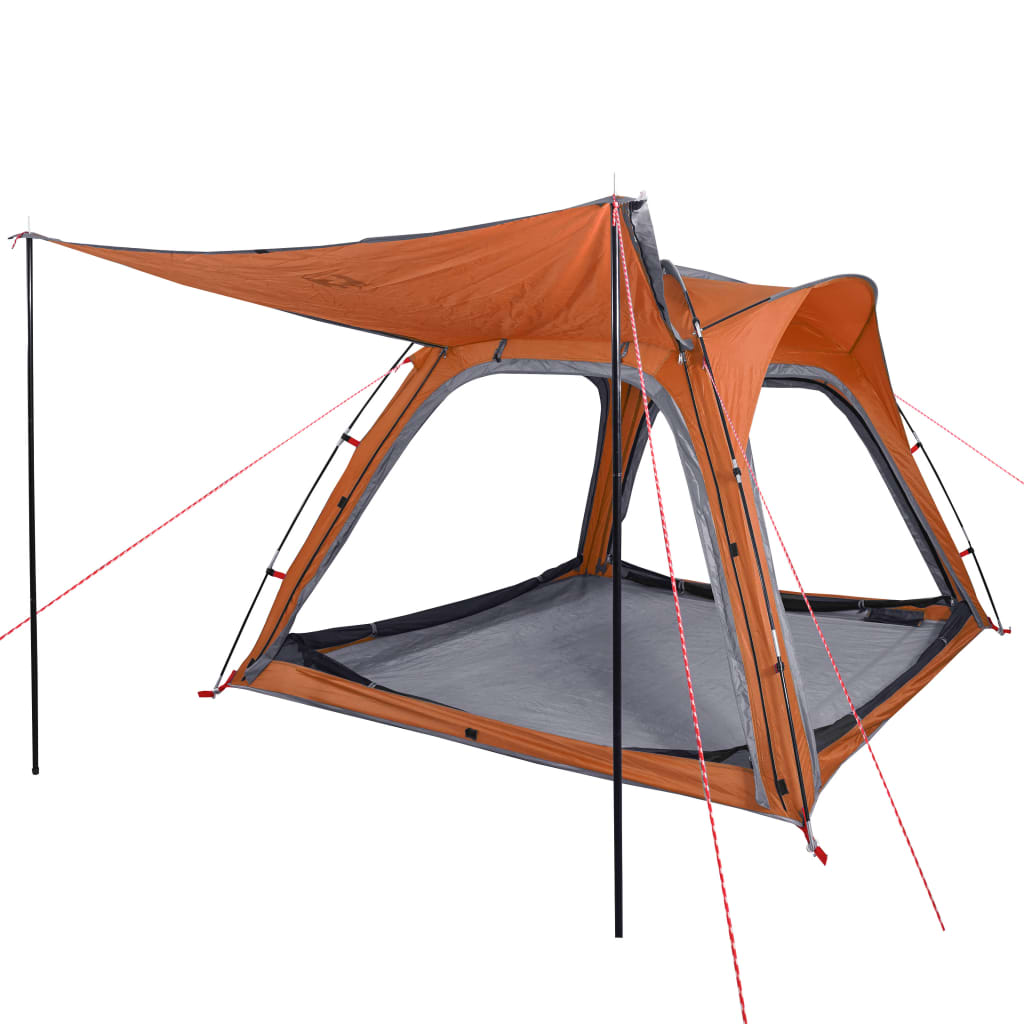 Camping Tent 4-Person Grey and Orange Quick Release Waterproof