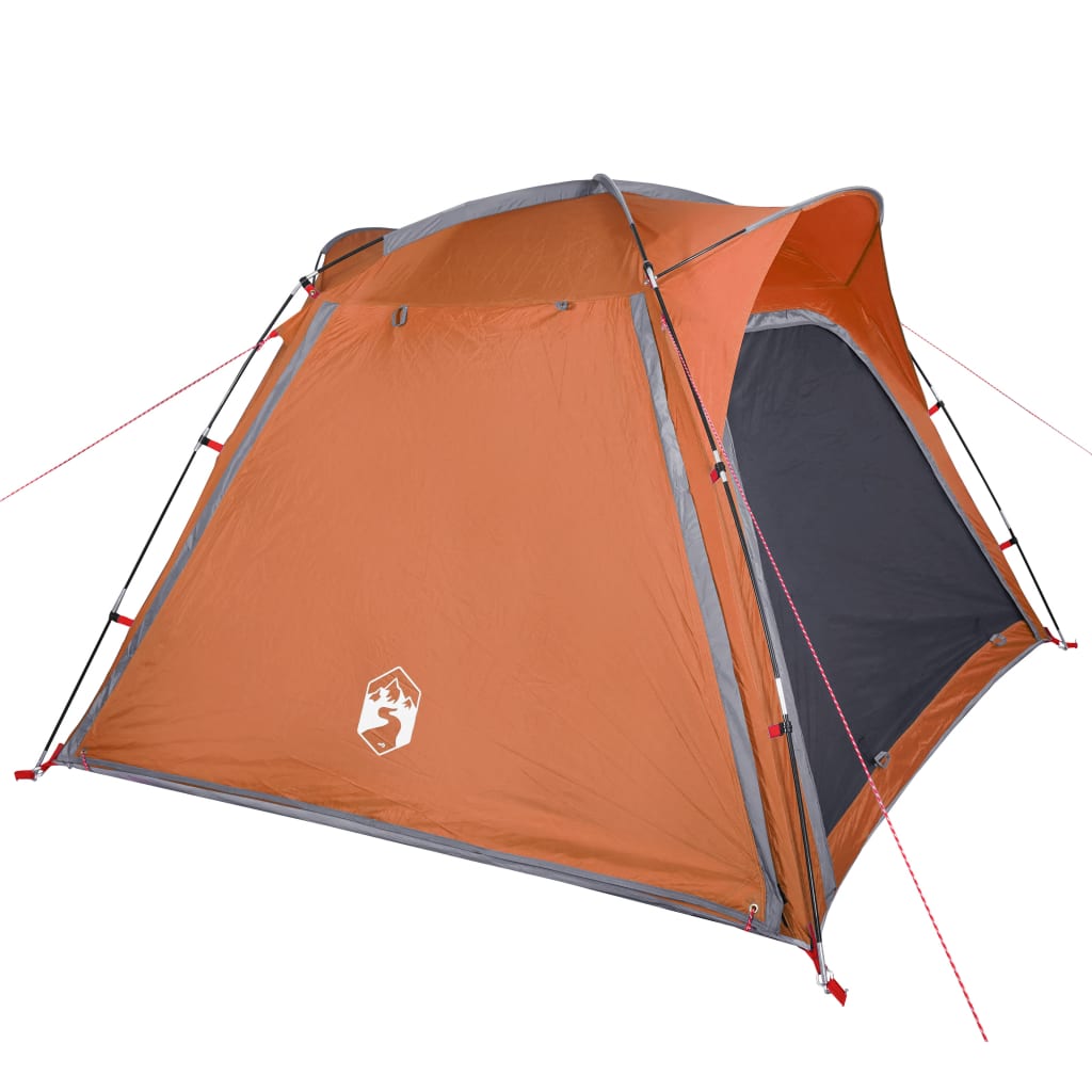 Camping Tent 4-Person Grey and Orange Quick Release Waterproof