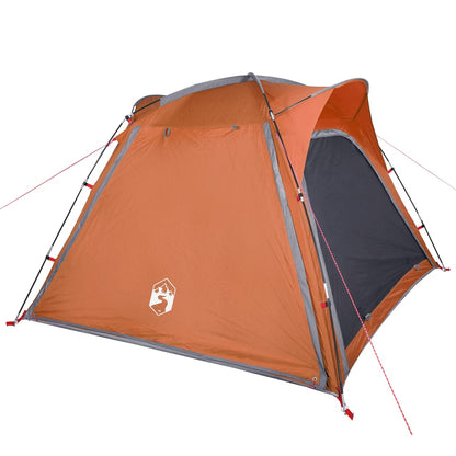 Camping Tent 4-Person Grey and Orange Quick Release Waterproof