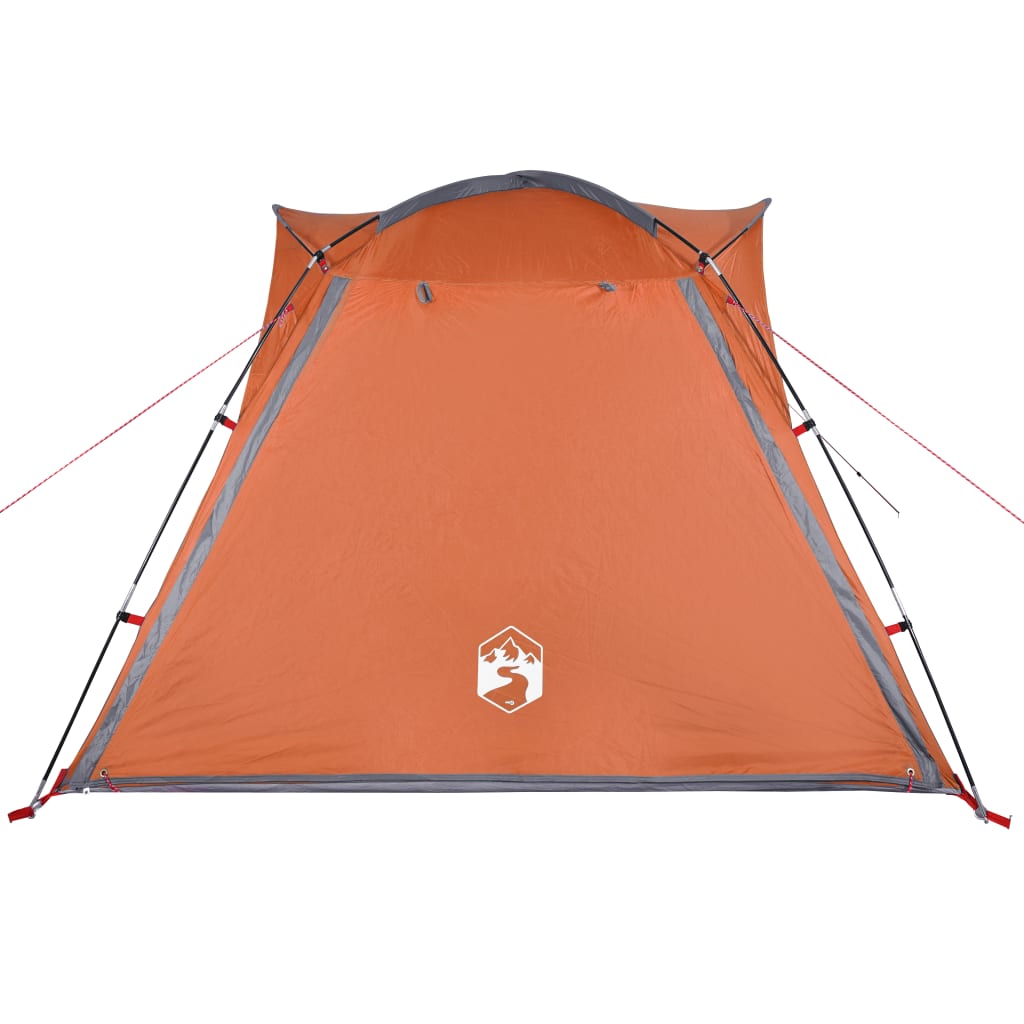 Camping Tent 4-Person Grey and Orange Quick Release Waterproof