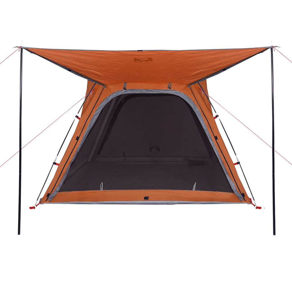 Camping Tent 4-Person Grey and Orange Quick Release Waterproof