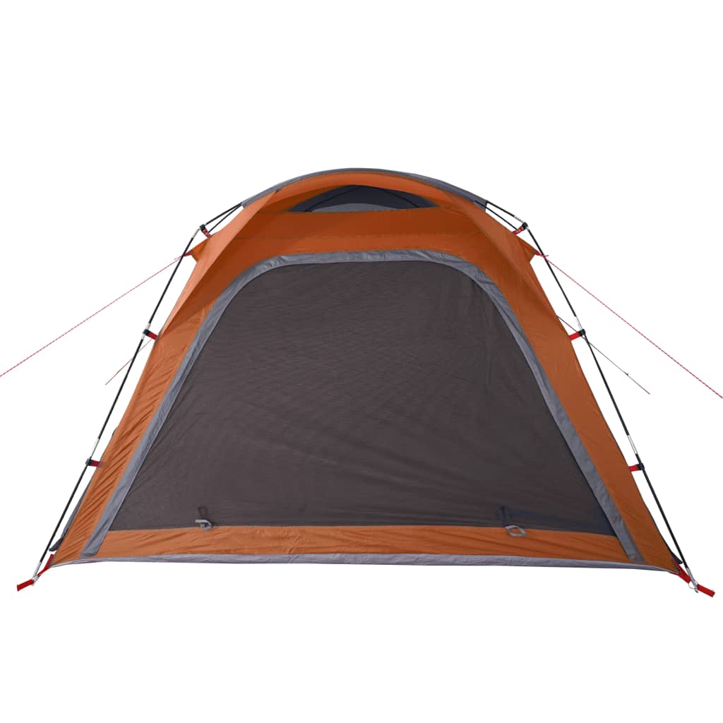 Camping Tent 4-Person Grey and Orange Quick Release Waterproof