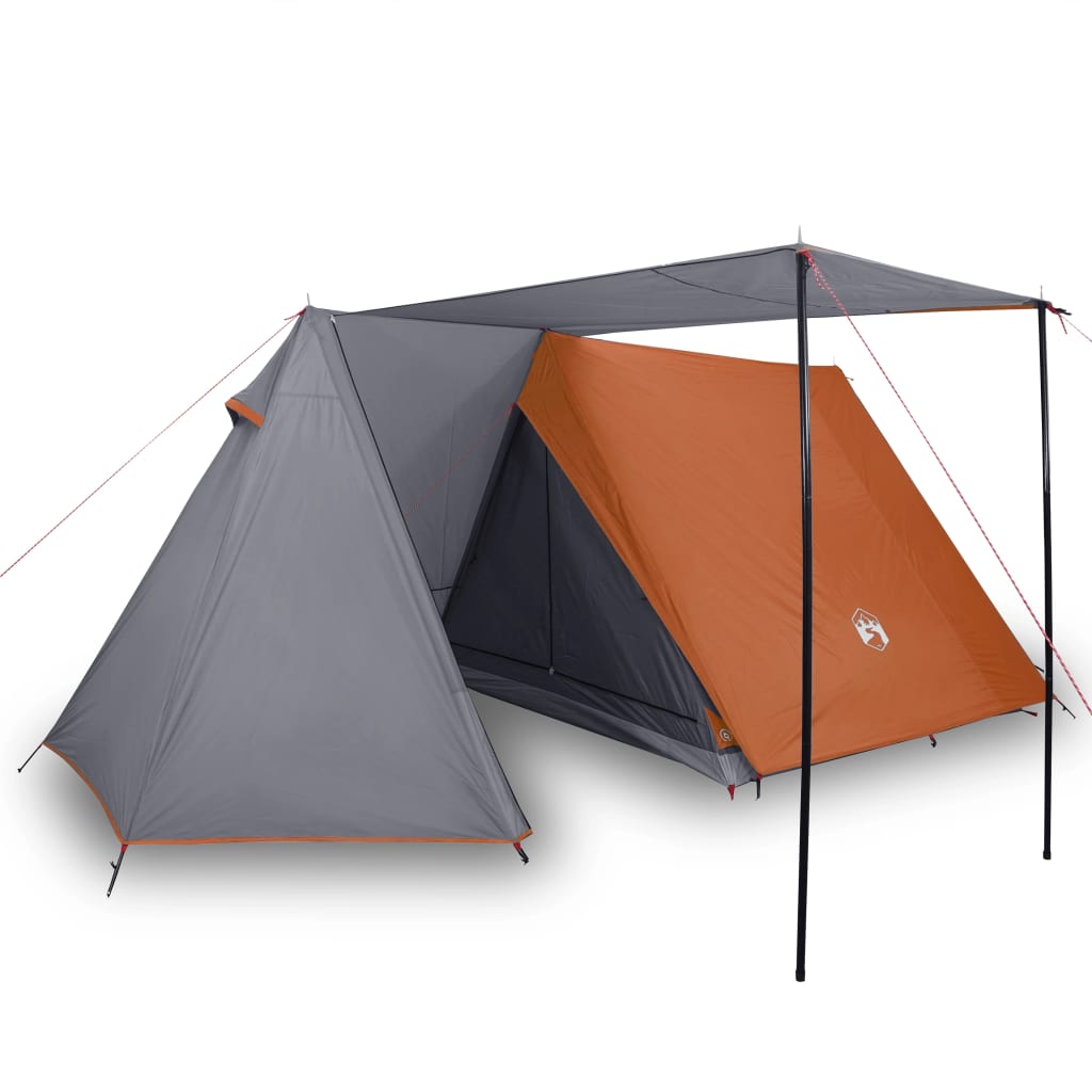 Camping Tent 3-Person Grey and Orange Waterproof