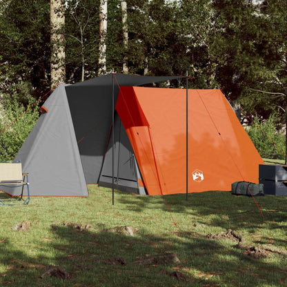 Camping Tent 3-Person Grey and Orange Waterproof