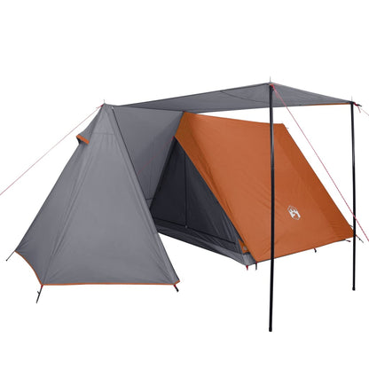 Camping Tent 3-Person Grey and Orange Waterproof