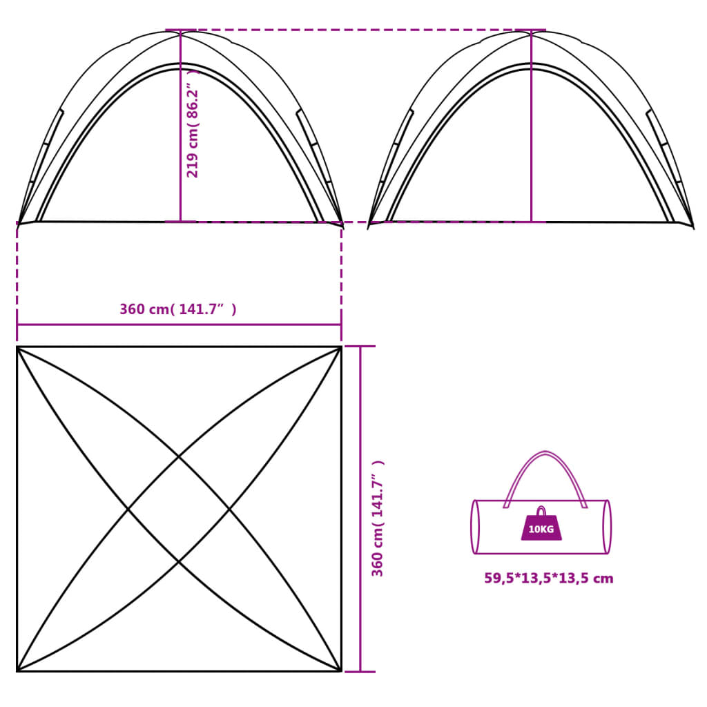 Party Tent White 360x360x219 cm 190T Taffeta