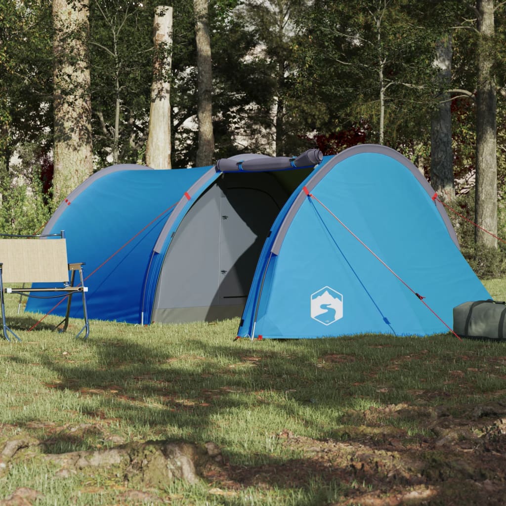 Camping Tent 4 Persons Blue 405x170x106 cm 185T Taffeta