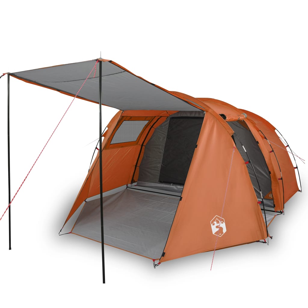 Camping Tent Tunnel 4-Person Grey and Orange Waterproof