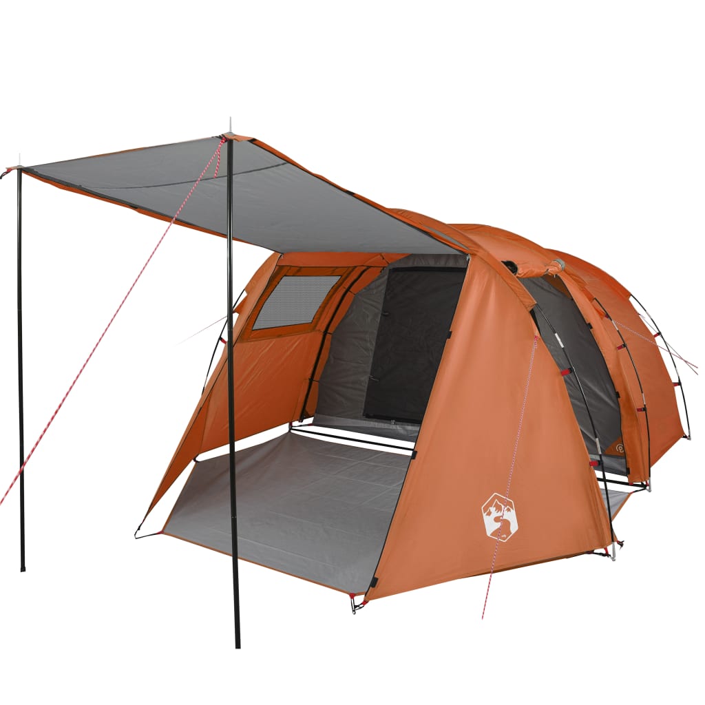 Camping Tent Tunnel 4-Person Grey and Orange Waterproof