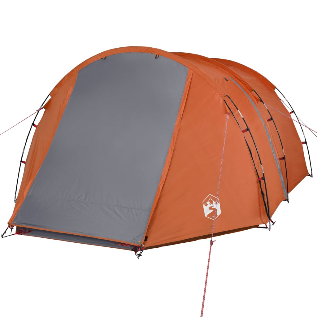 Camping Tent Tunnel 4-Person Grey and Orange Waterproof