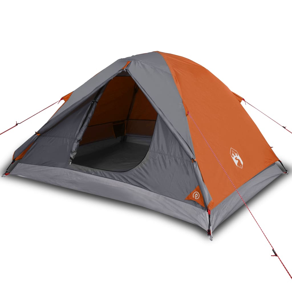 Camping Tent Dome 3-Person Orange Waterproof