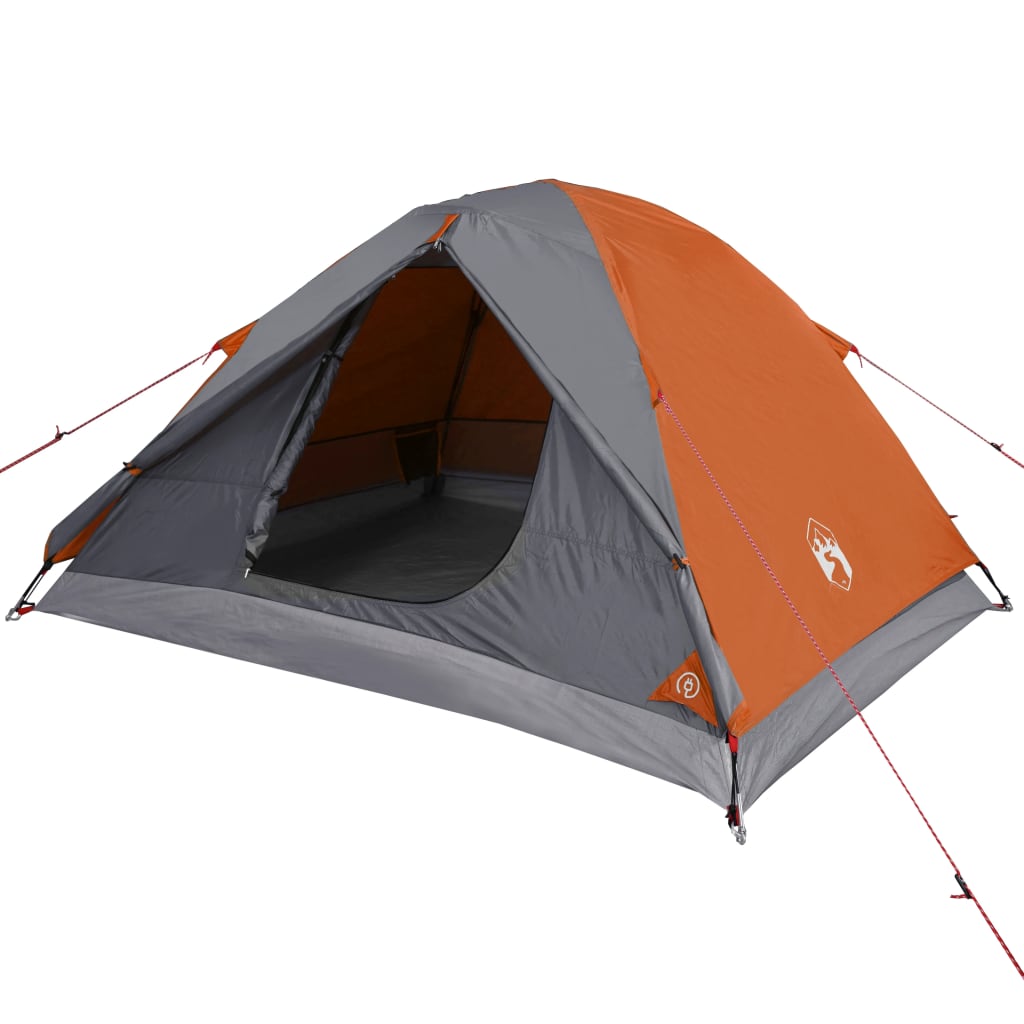 Camping Tent Dome 3-Person Orange Waterproof