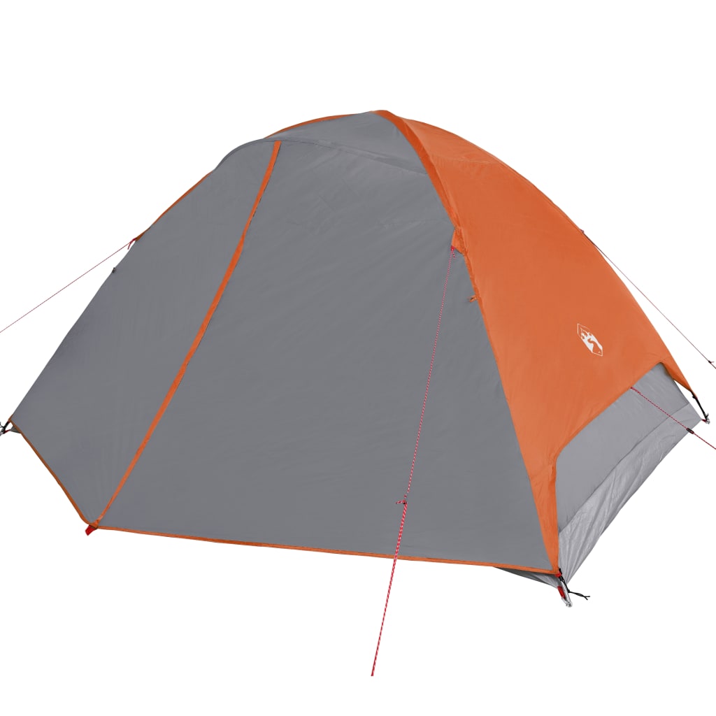 Camping Tent 6 Persons Grey&Orange 348x340x190 cm 190T Taffeta