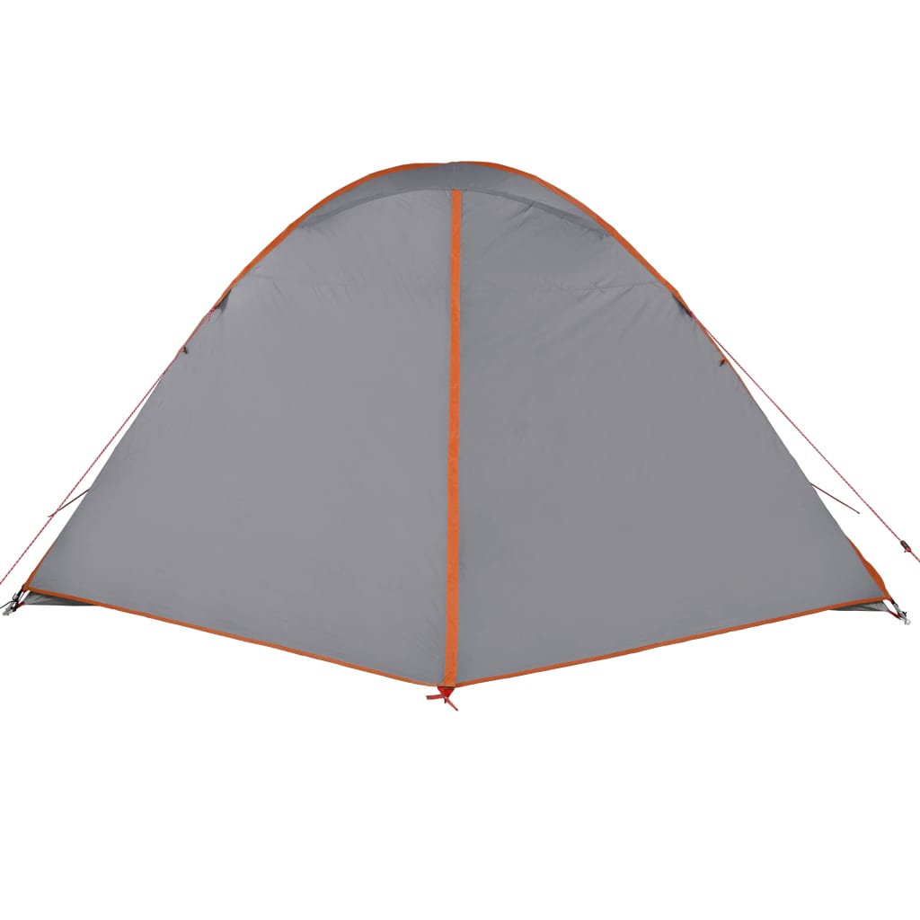 Camping Tent 6 Persons Grey&Orange 348x340x190 cm 190T Taffeta