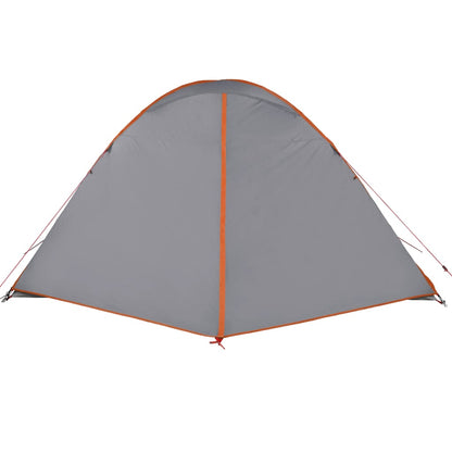 Camping Tent 6 Persons Grey&Orange 348x340x190 cm 190T Taffeta