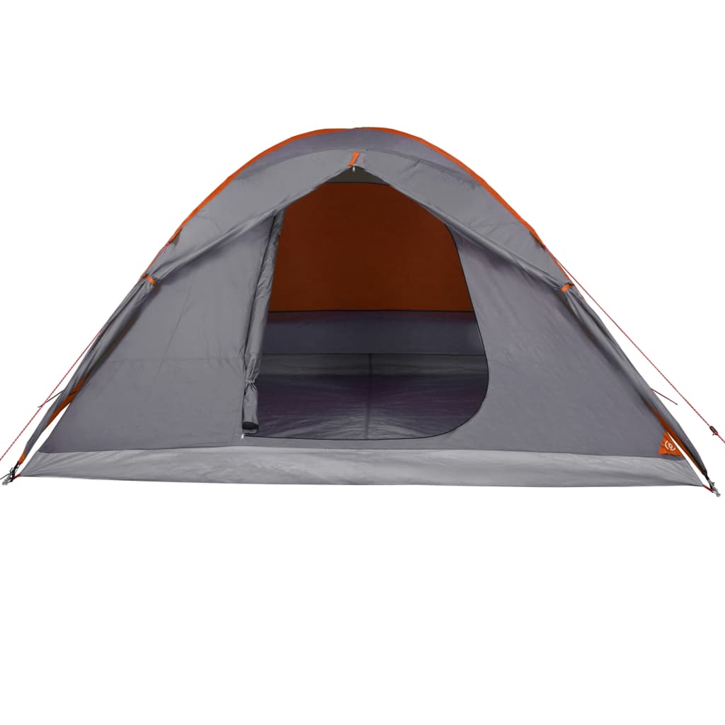 Camping Tent 6 Persons Grey&Orange 348x340x190 cm 190T Taffeta