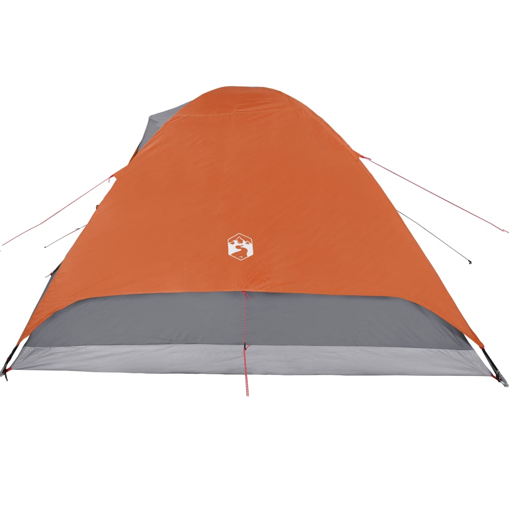 Camping Tent 6 Persons Grey&Orange 348x340x190 cm 190T Taffeta