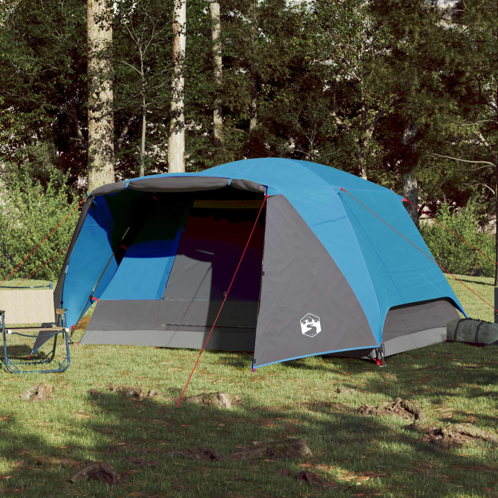 Family Tent with Porch 6-Person Blue Waterproof