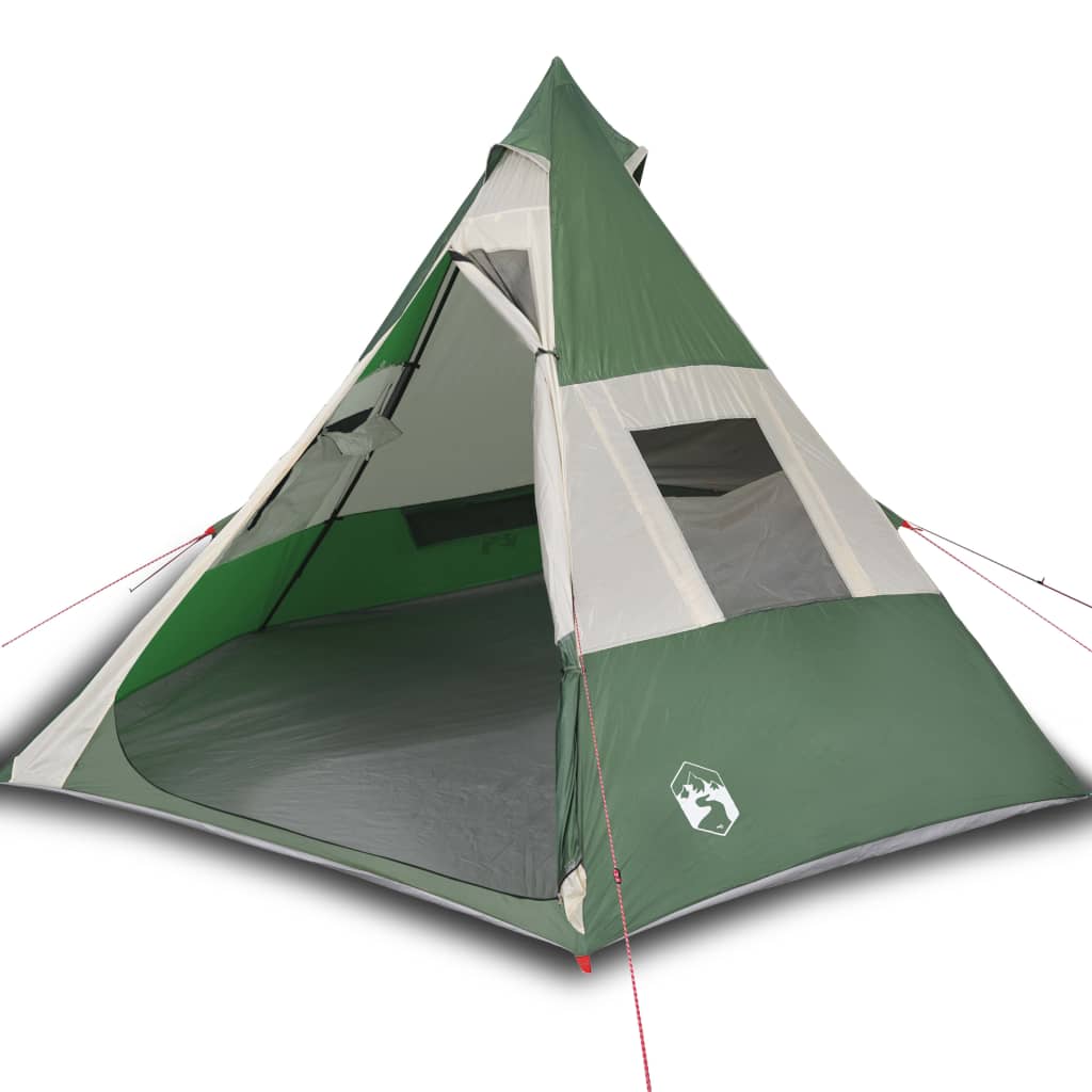 Camping Tent 7 Persons Green 350x350x280 cm 185T Taffeta