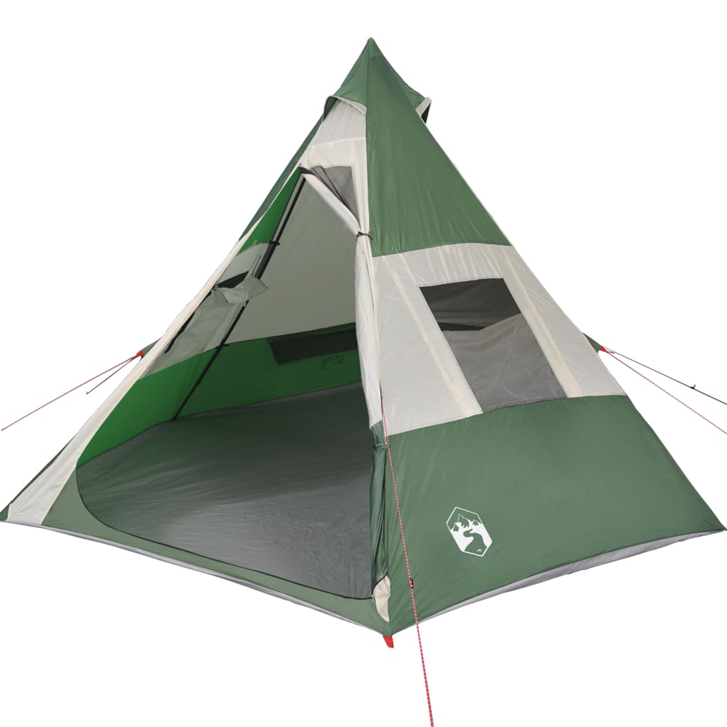 Camping Tent 7 Persons Green 350x350x280 cm 185T Taffeta