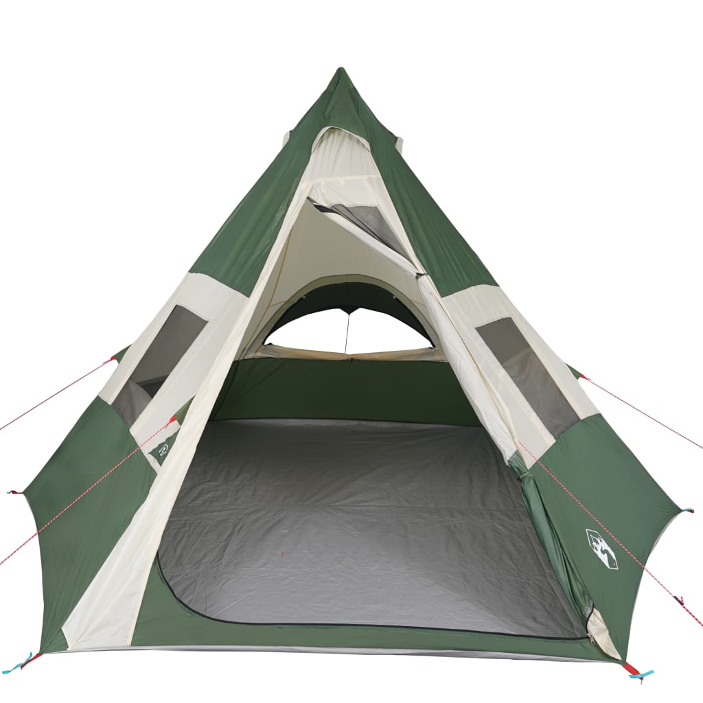 Camping Tent 7 Persons Green 350x350x280 cm 185T Taffeta