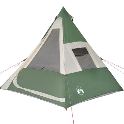 Camping Tent 7 Persons Green 350x350x280 cm 185T Taffeta