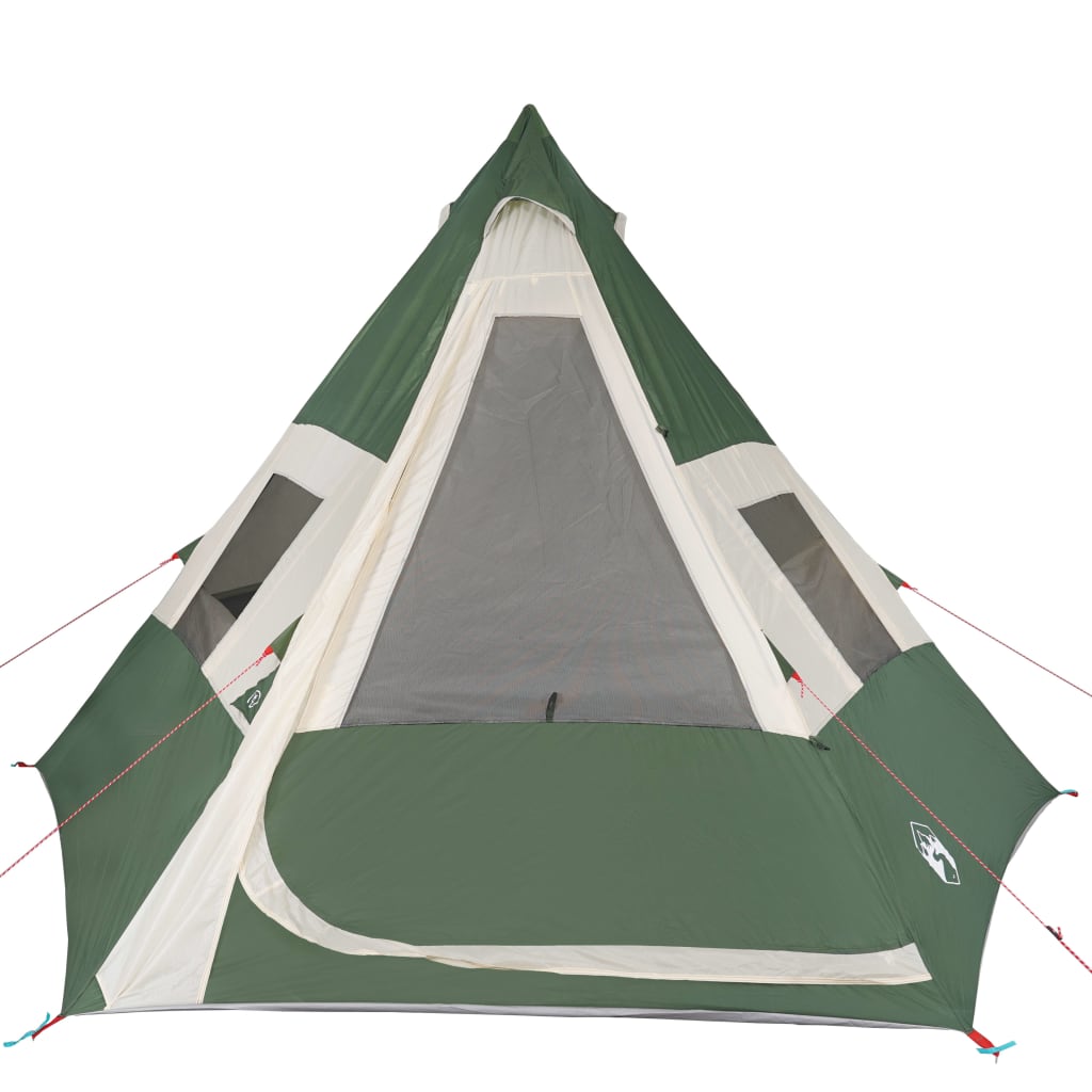 Camping Tent 7 Persons Green 350x350x280 cm 185T Taffeta