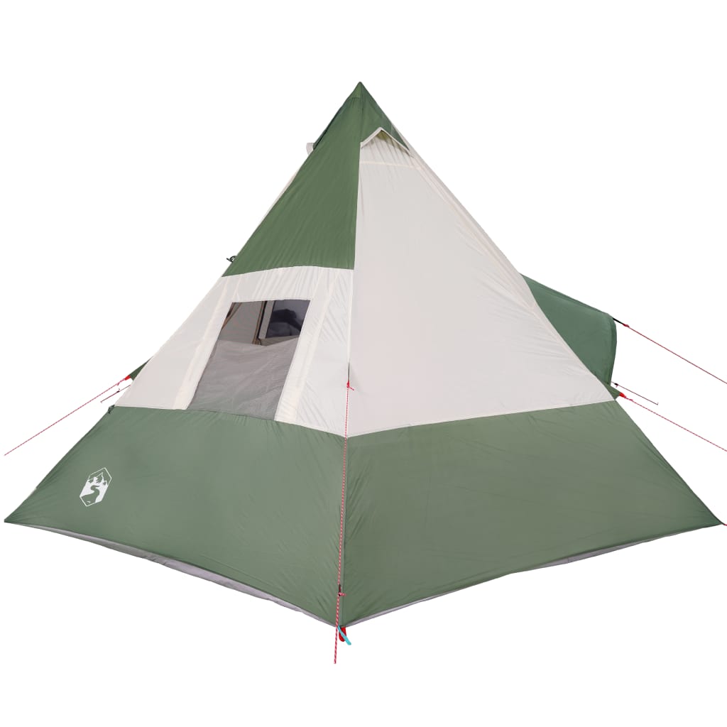 Camping Tent 7 Persons Green 350x350x280 cm 185T Taffeta