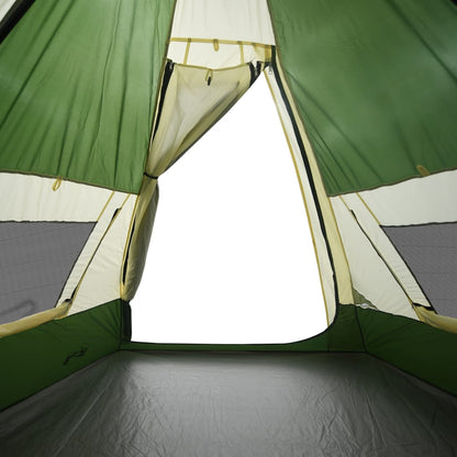 Camping Tent 7 Persons Green 350x350x280 cm 185T Taffeta