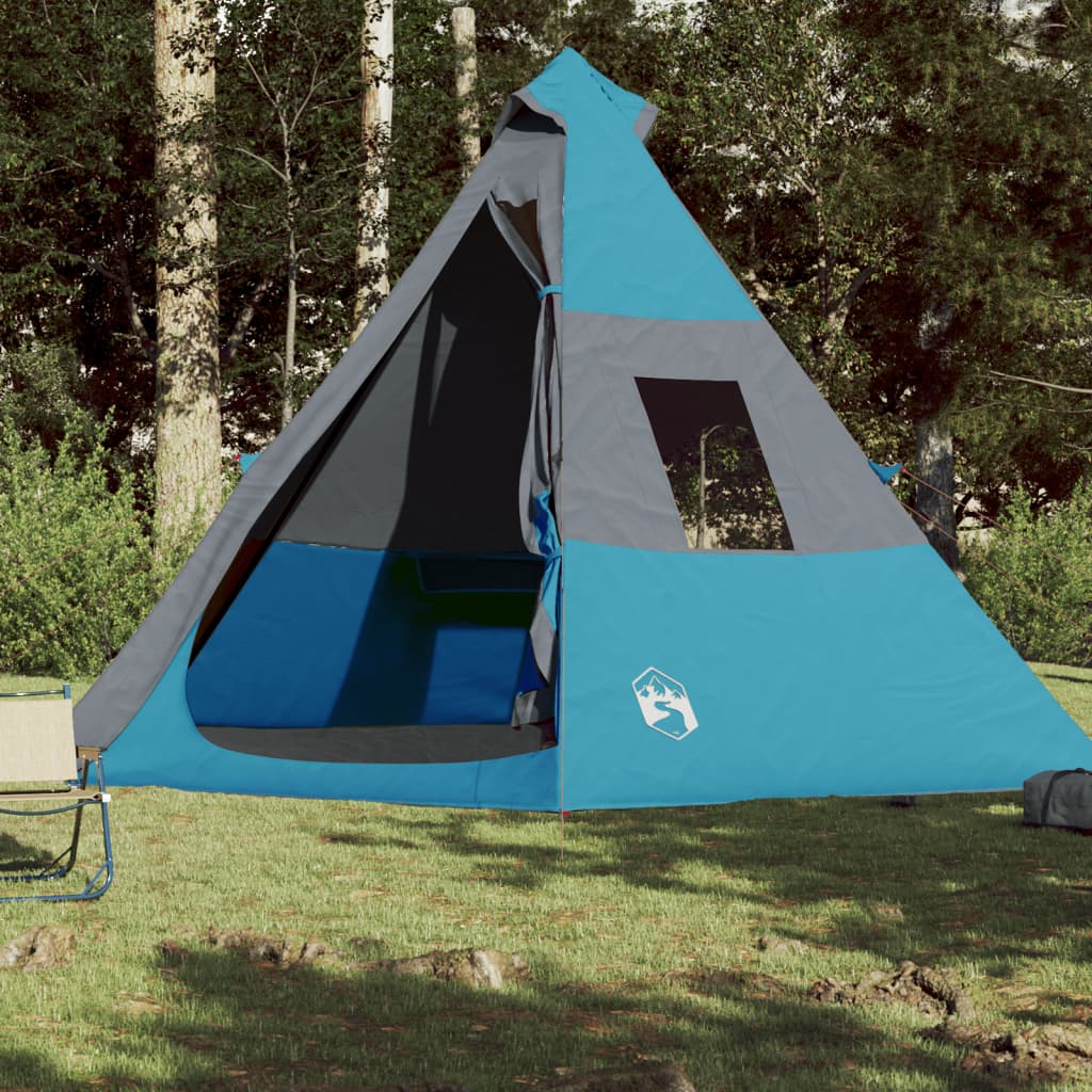 Camping Tent Tipi 7-Person Blue Waterproof