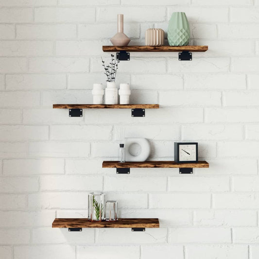 Wall Shelves 4 pcs Smoked Oak 40x10x1.5 cm Engineered Wood