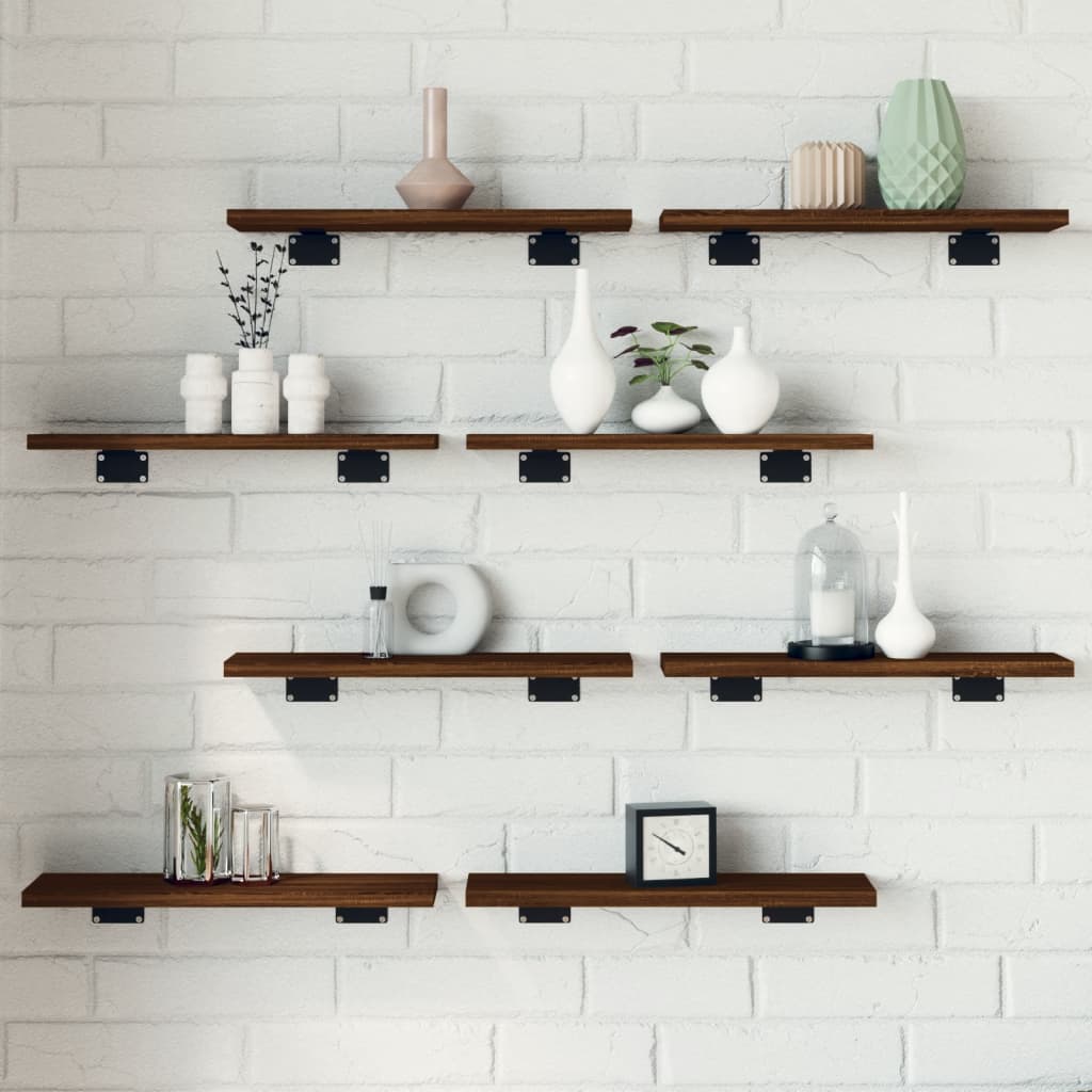 Wall Shelves 8 pcs Brown Oak 40x10x1.5 cm Engineered Wood