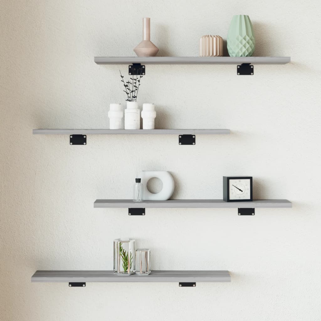 Wall Shelves 4 pcs Grey Sonoma 60x10x1.5 cm Engineered Wood