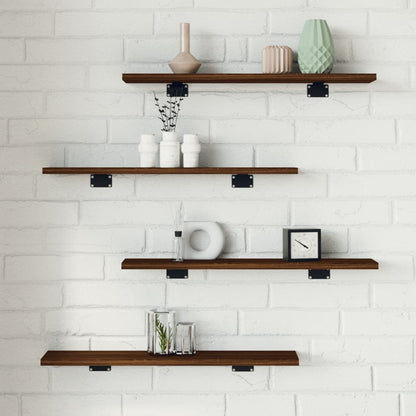 Wall Shelves 4 pcs Brown Oak 60x10x1.5 cm Engineered Wood