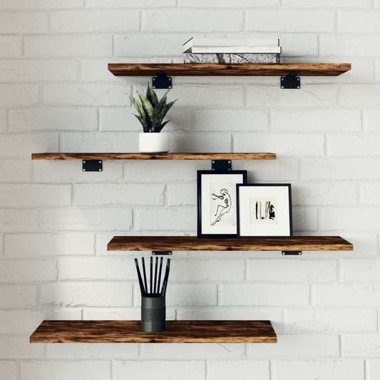 Wall Shelves 4 pcs Smoked Oak 60x20x1.5 cm Engineered Wood