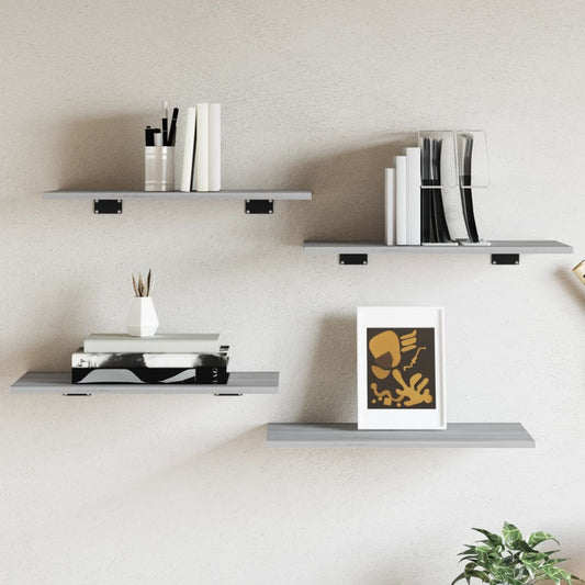 Wall Shelves 4 pcs Grey Sonoma 60x30x1.5 cm Engineered Wood