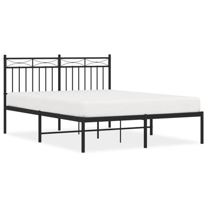 Metal Bed Frame without Mattress with Headboard Black 140x200 cm